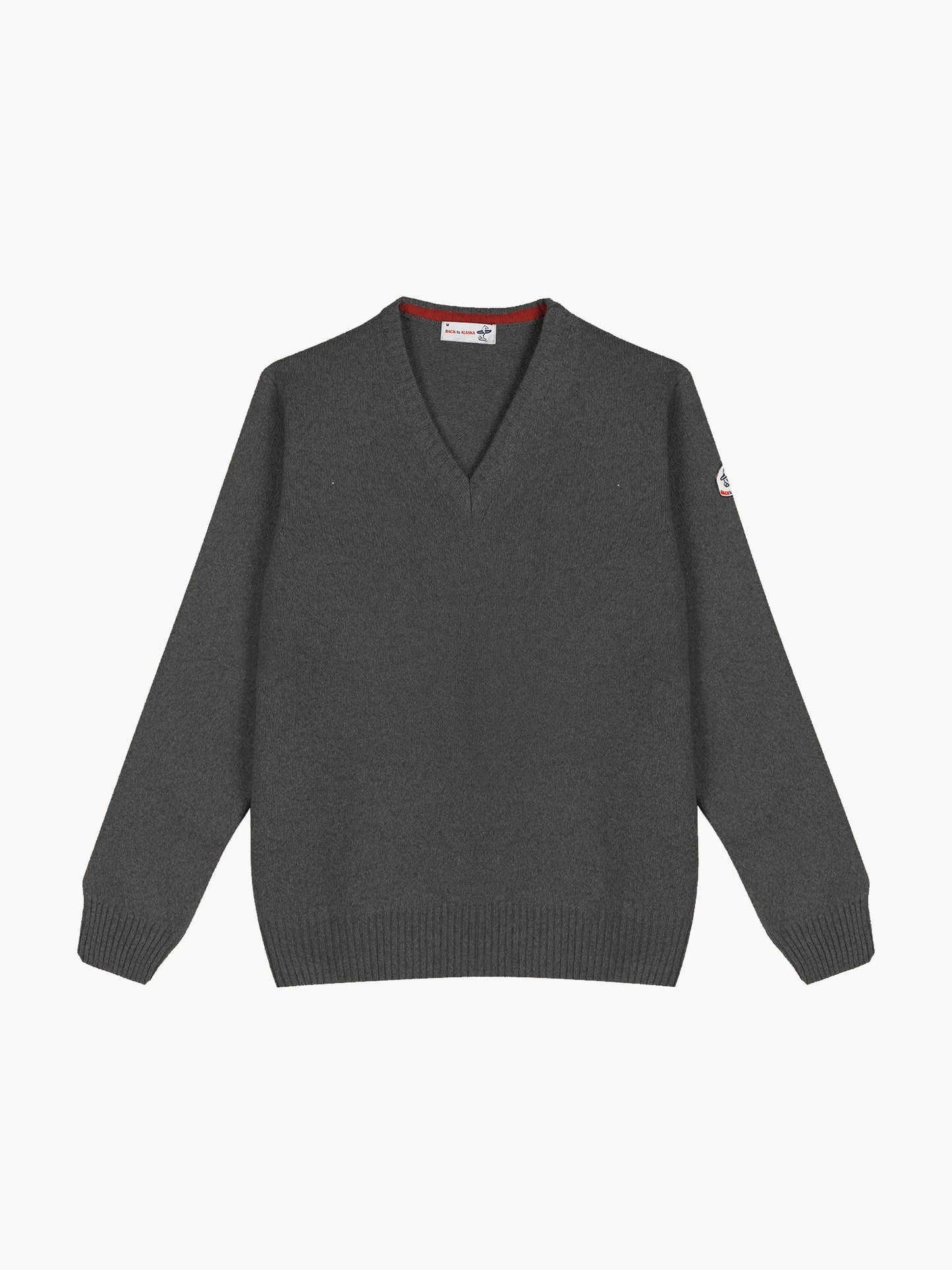 PULL COL V - Anthracite/Rouge