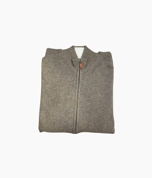 GILET FULL ZIP JAUGE - TAUPE