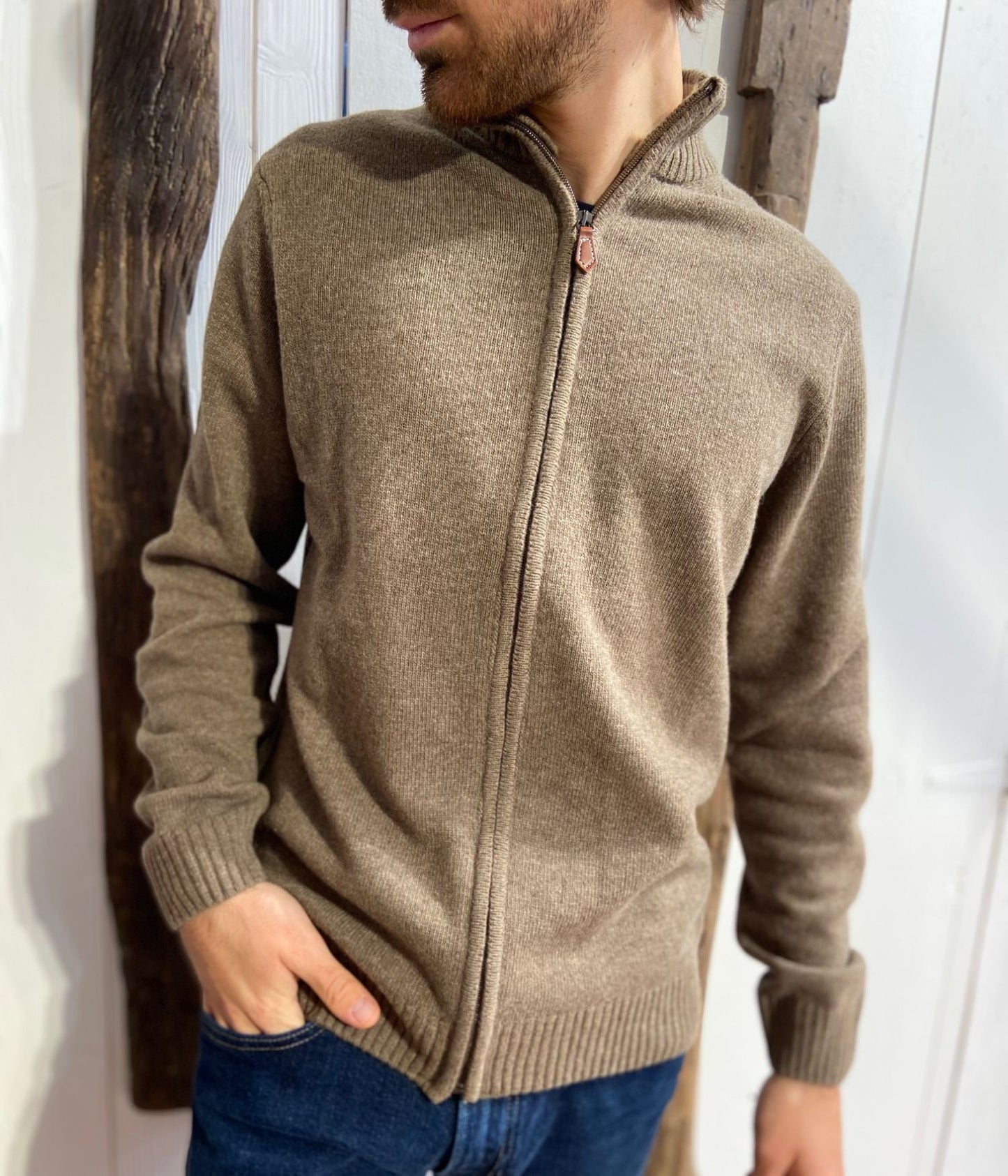 GILET FULL ZIP JAUGE - TAUPE