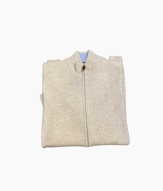 GILET FULL ZIP JAUGE - ECRU