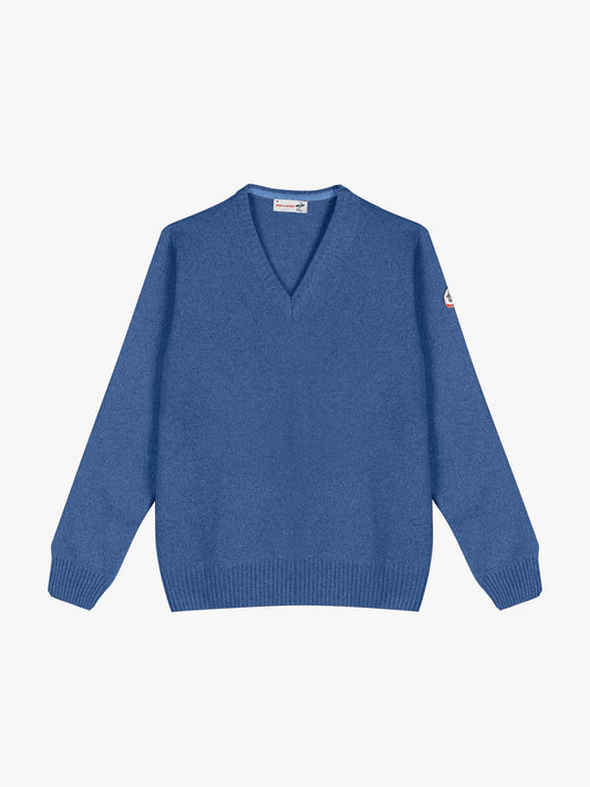 PULL COL V - Jean/Bleu