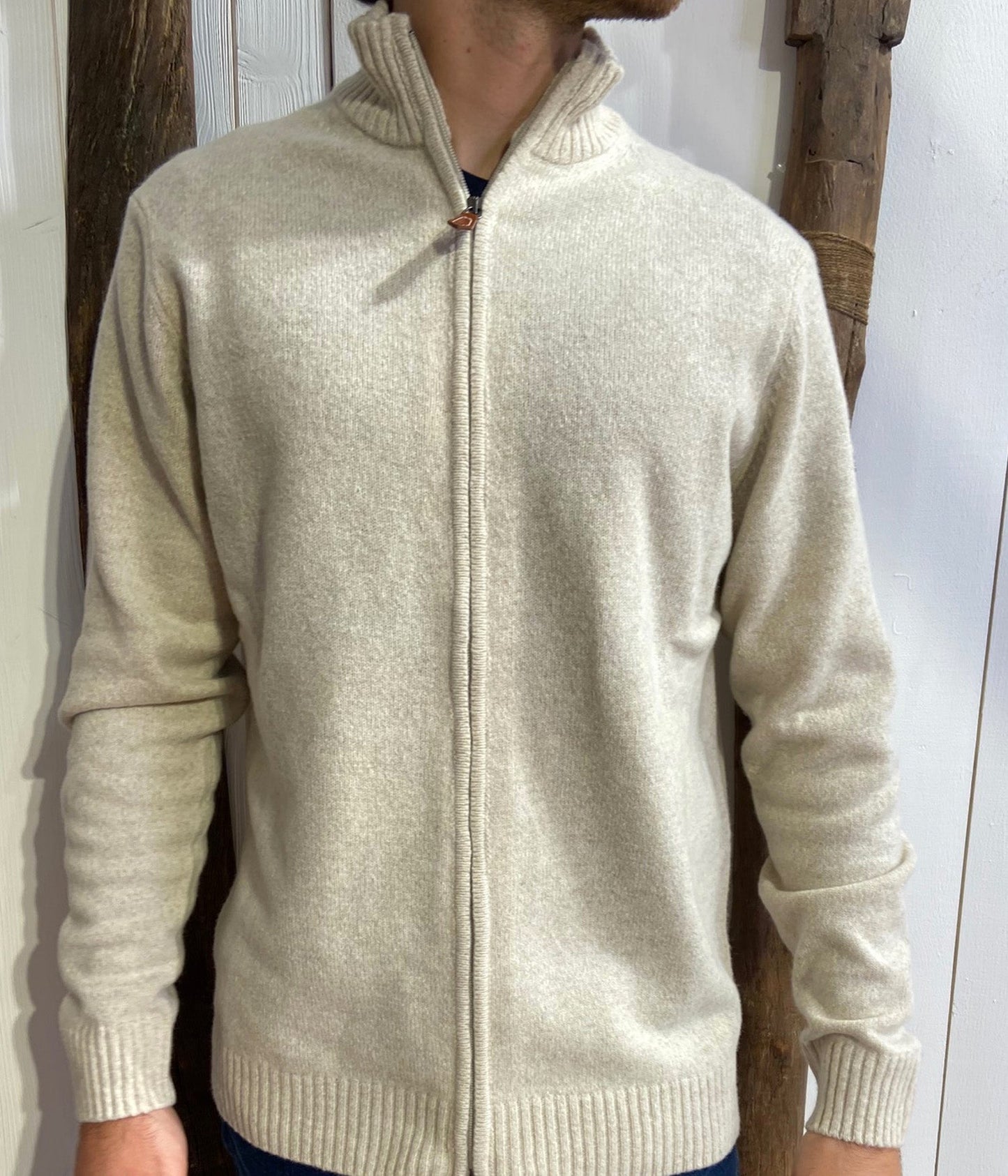 GILET FULL ZIP JAUGE - ECRU