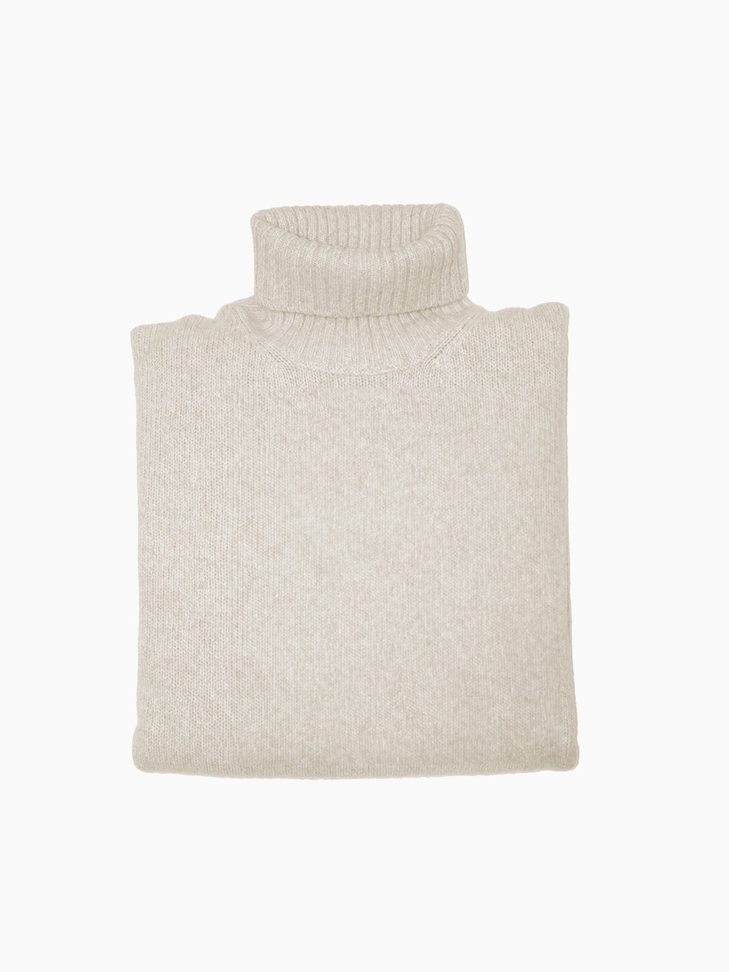 PULL COL ROULE CHINÉ -  ECRU/GRIS