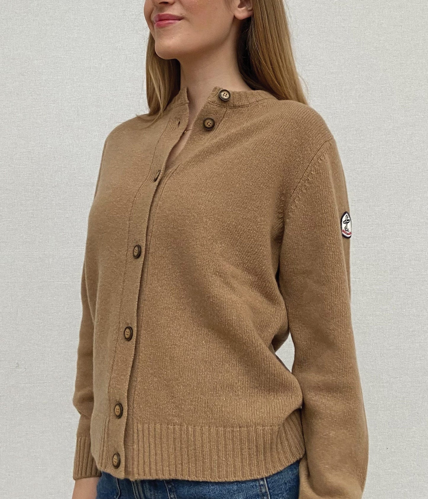 CARDIGAN COL ROND 7 BOUTONS -CAMEL