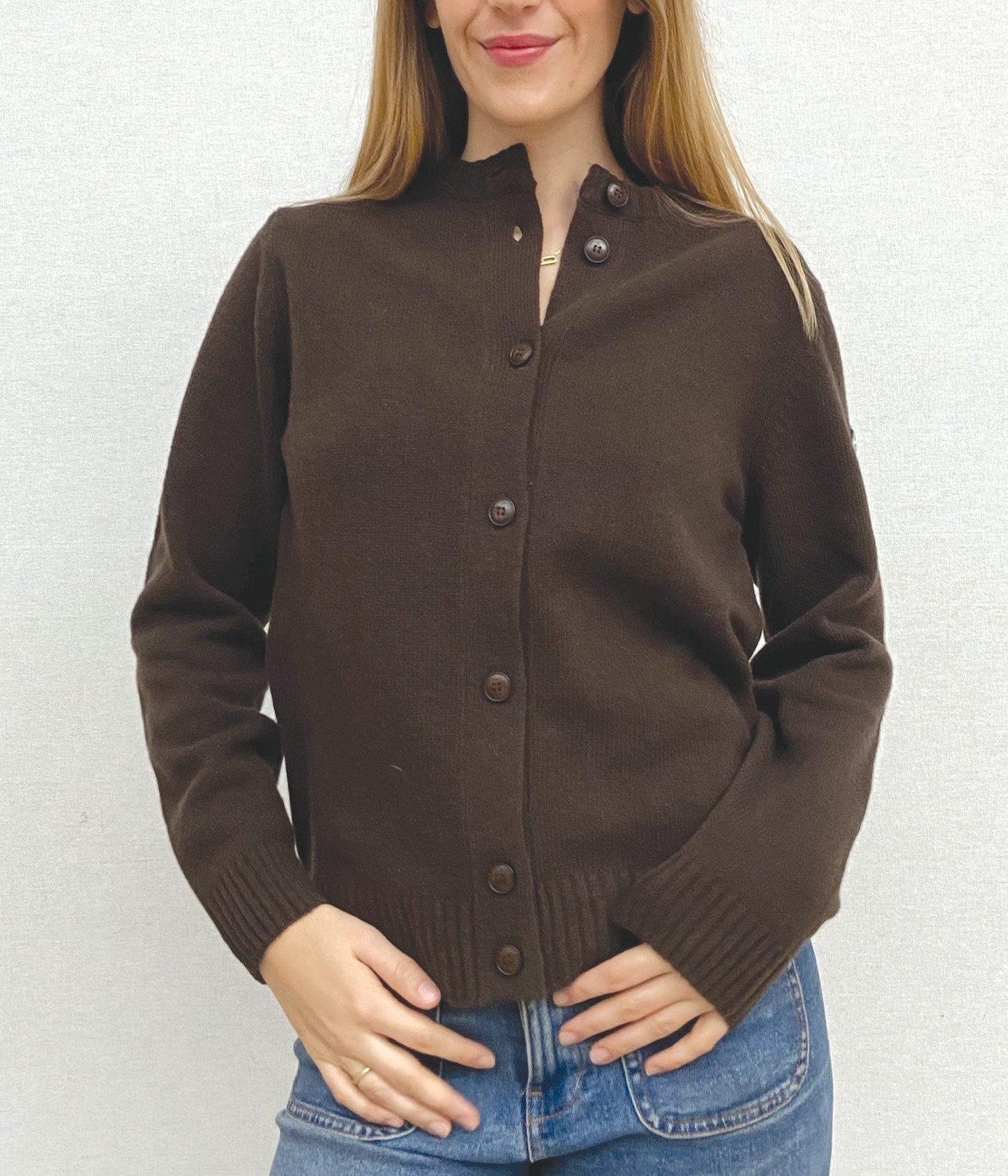 CARDIGAN COL ROND 7 BOUTONS -CHOCO