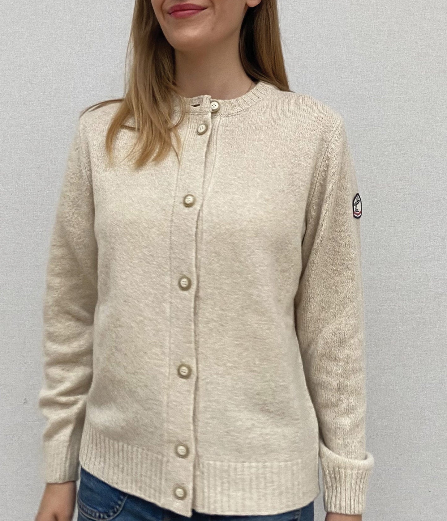 CARDIGAN COL ROND 7 BOUTONS -ECRU