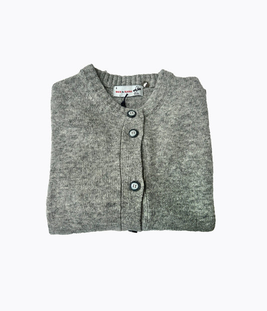 CARDIGAN COL ROND 7 BOUTONS -GRIS CLAIR