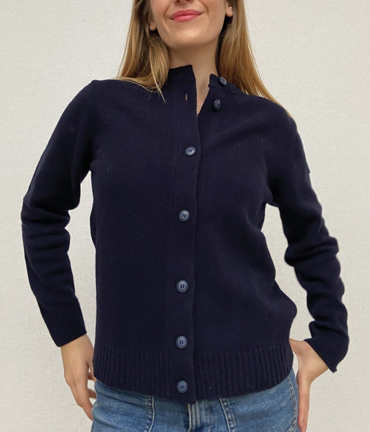 CARDIGAN COL ROND 7 BOUTONS -NAVY