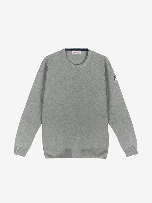 PULL COL ROND LAINE - Gris Chiné / Marine