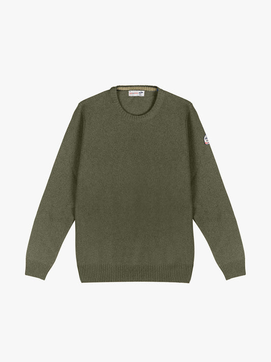 PULL COL ROND LAINE - Kaki / Châtaigne