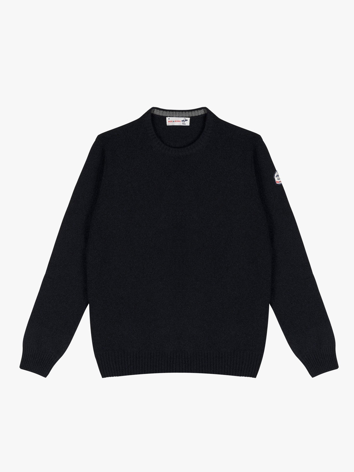 PULL COL ROND LAINE  - Marine / Gris