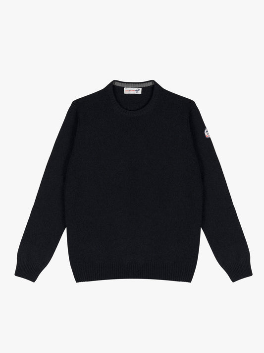 PULL COL ROND LAINE  - Marine / Gris