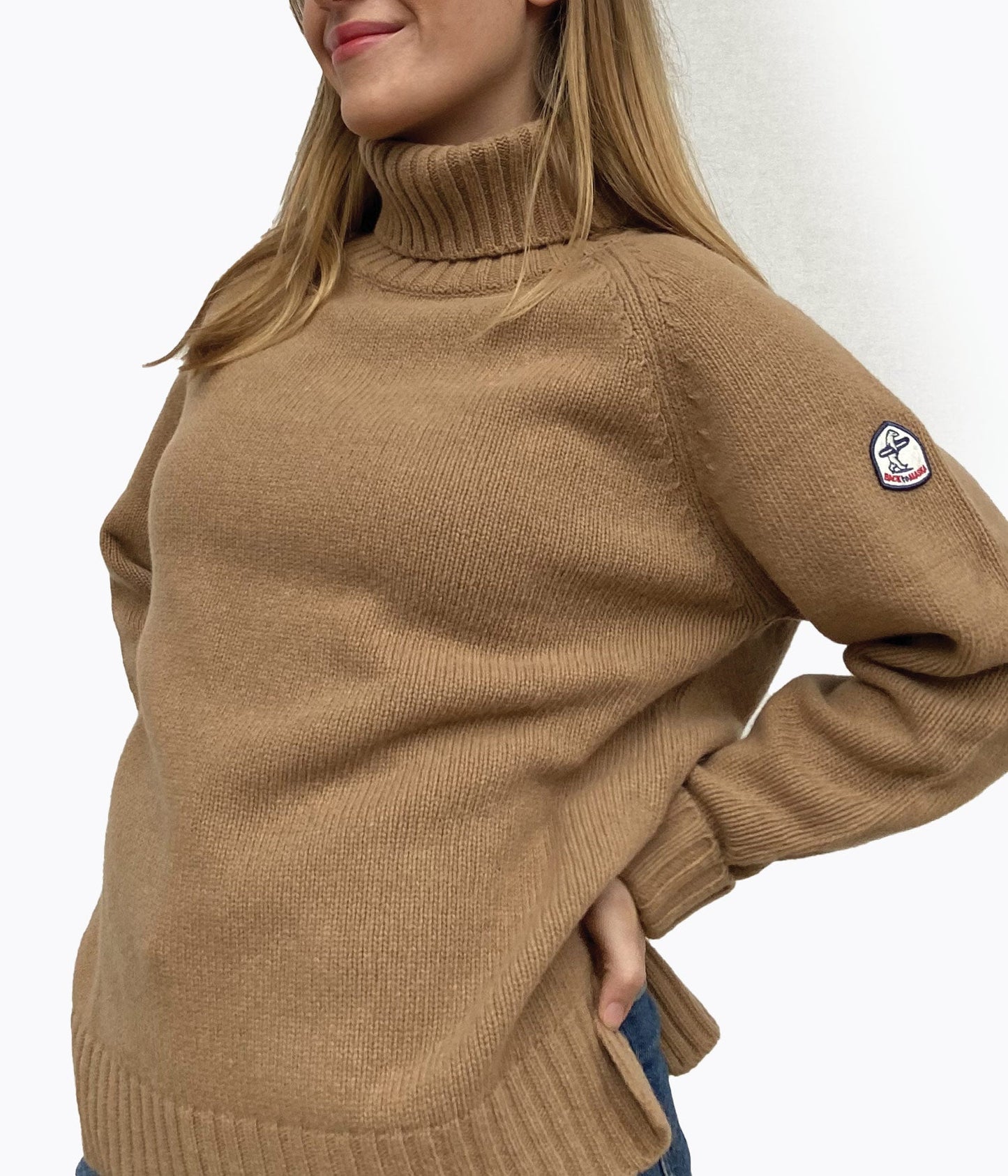 PULL COL ROULE FEMME -CAMEL