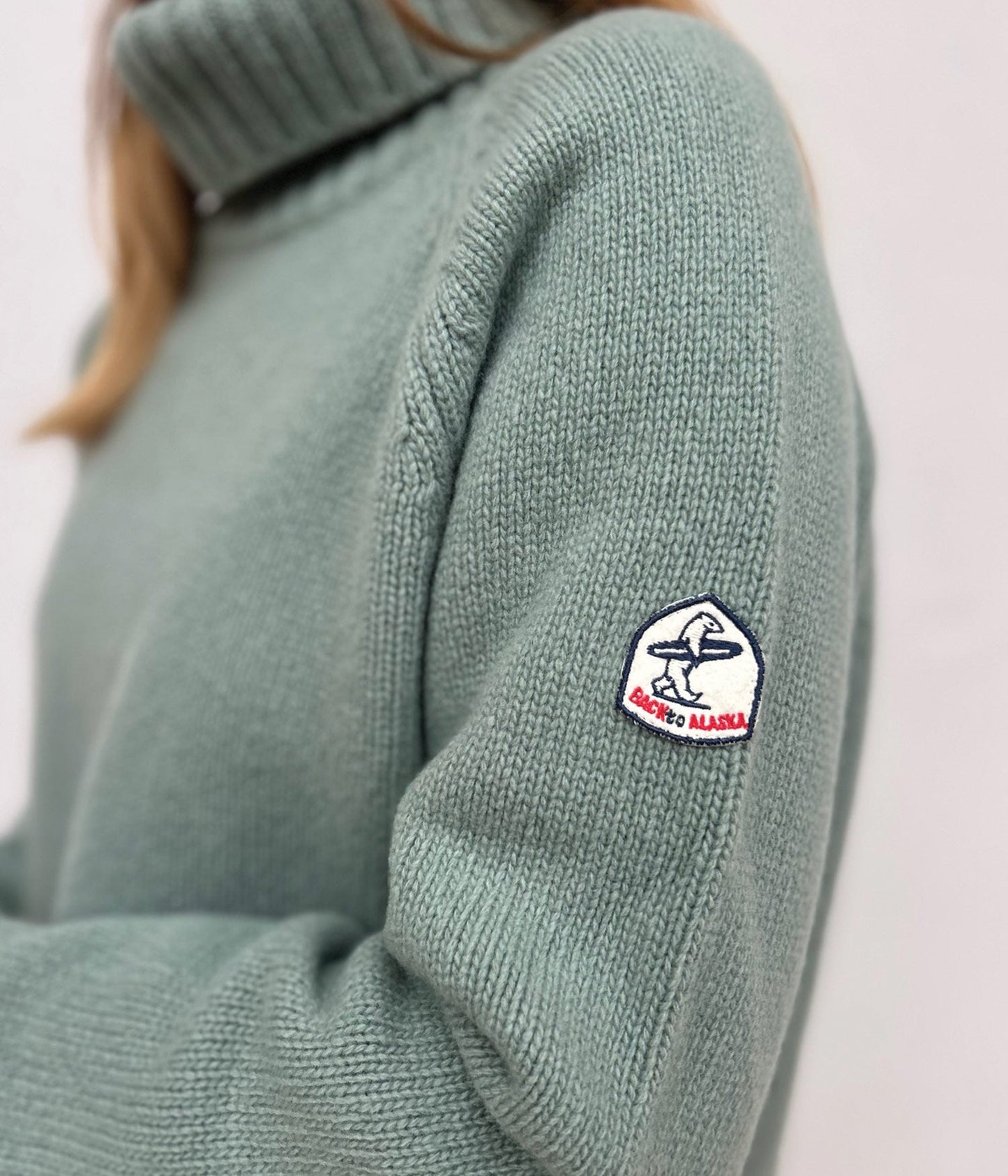 PULL COL ROULE FEMME -CELADON