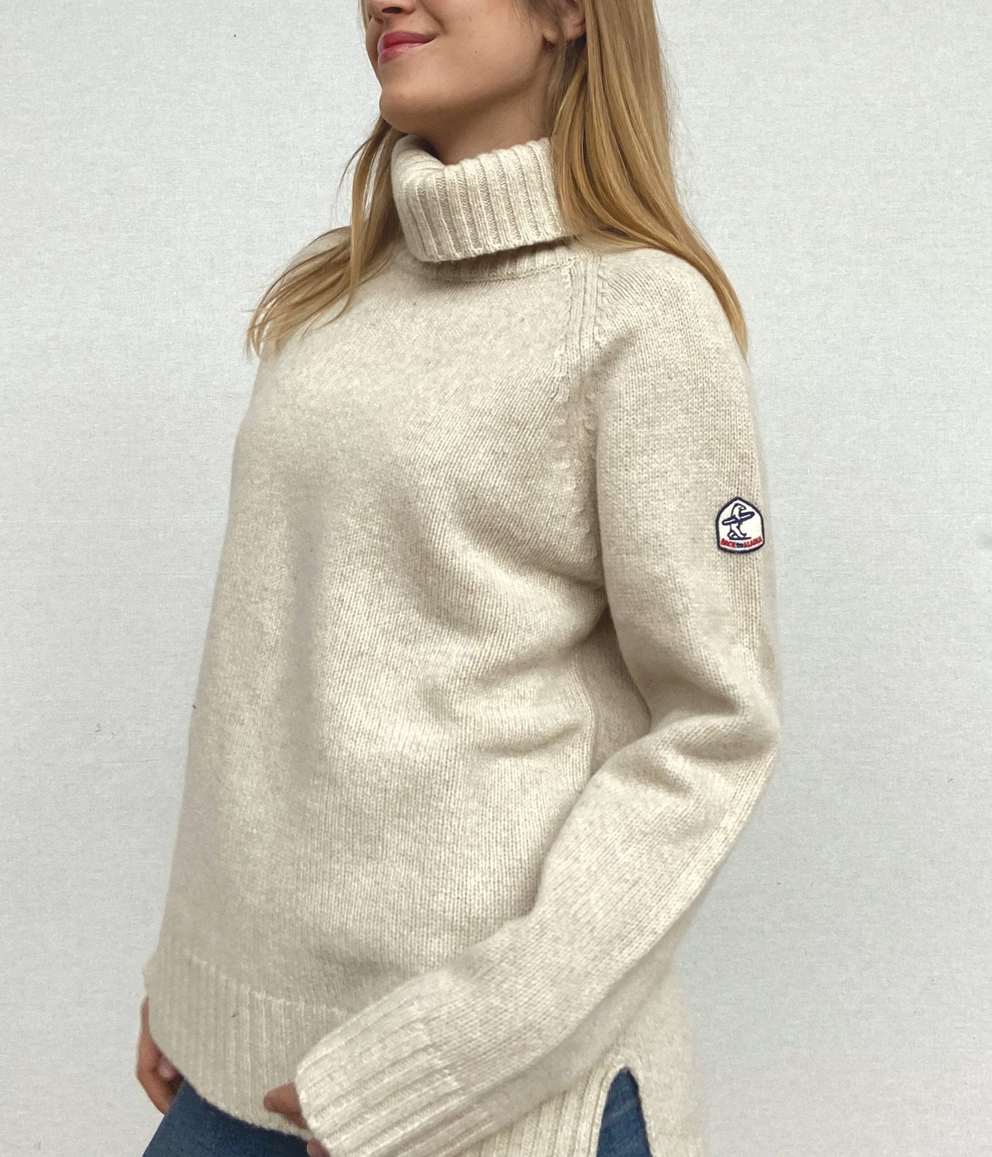 PULL COL ROULE FEMME -ECRU