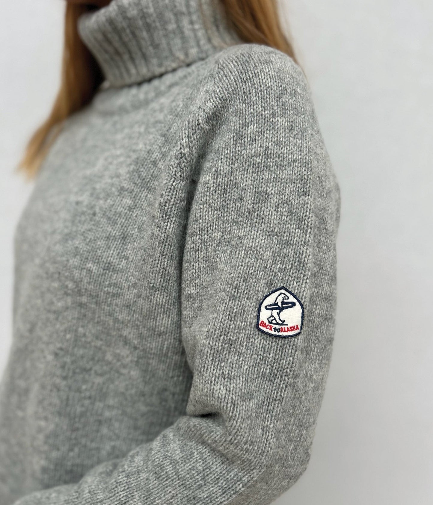 PULL COL ROULE FEMME -GRIS CLAIR