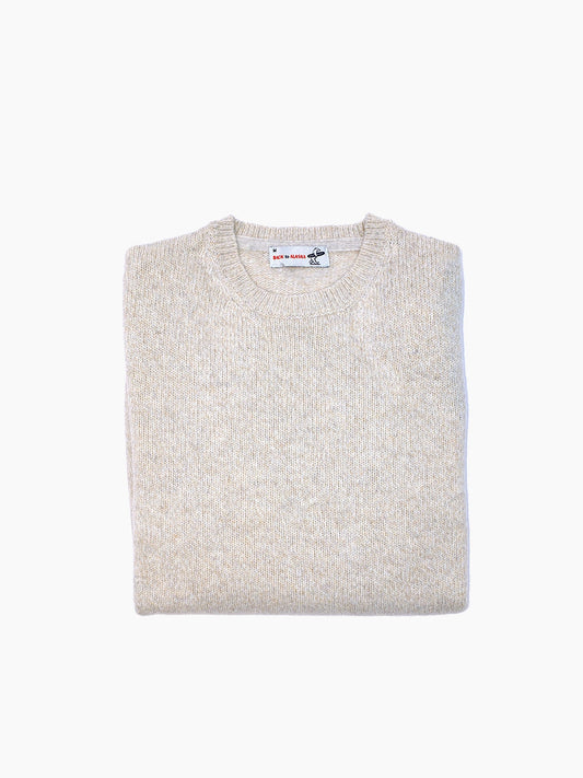 PULL COL ROND CHINÉ - ECRU/GRIS