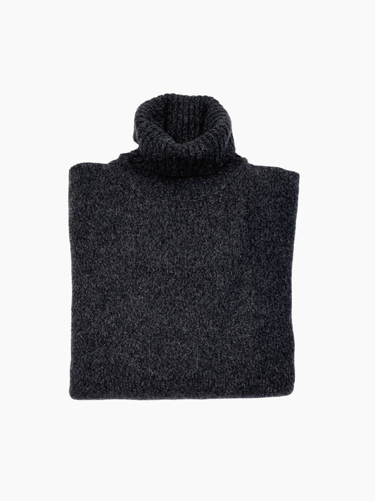 PULL COL ROULE CHINÉ - NOIR/ANTHRACITE