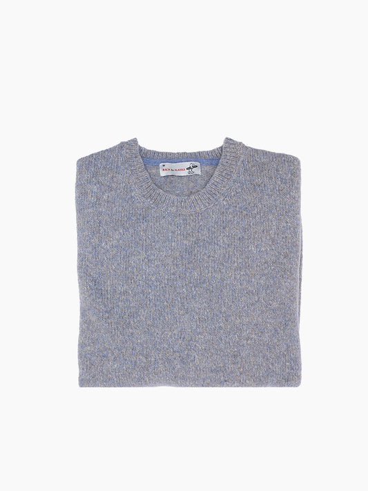 PULL COL ROND CHINÉ - CIEL/BEIGE